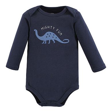 Hudson Baby Unisex Baby Cotton Long-Sleeve Bodysuits, Blue Green Dino