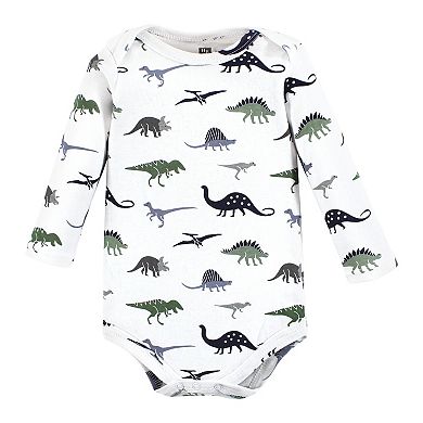 Hudson Baby Unisex Baby Cotton Long-Sleeve Bodysuits, Blue Green Dino