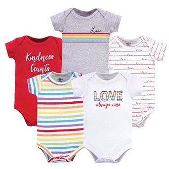 Little Treasure Cotton Bodysuits 5 pk Love Always Wins