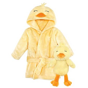 Hudson Baby Unisex Baby Plush Bathrobe and Toy Set, Yellow Duck, One Size