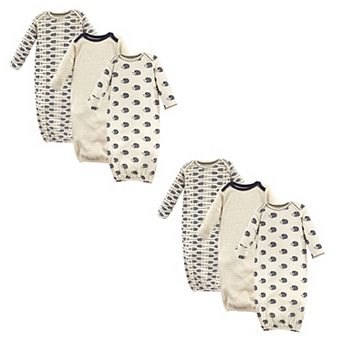 Touched by Nature Unisex Baby Organic Cotton Gowns, Hedgehog 6 pc Preemie/Newborn