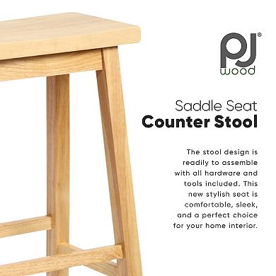 Pj Wood Classic Saddle-seat 24 Inch Kitchen, Table, & Bar Counter Stool, Walnut