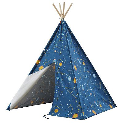 Wonder Wise Glow in the Dark Starry Sky Indoor Kids Foldable Canvas Teepee Tent