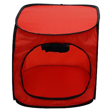 Redmon Pet Partners 41.5 Inch Portable Foldable Pop Up Pet Crate, X-Large, Red