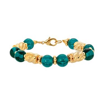 1928 Gold Tone Beaded Bracelet