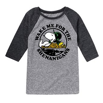 Boys 8-20 Peanuts "Shenanigans" Graphic Raglan Tee