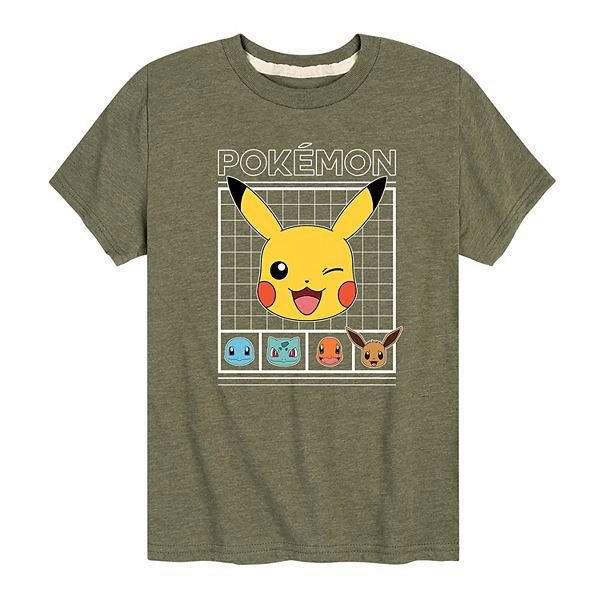 Boys 8-20 Pokémon Winking Pikachu Grid Graphic Tee