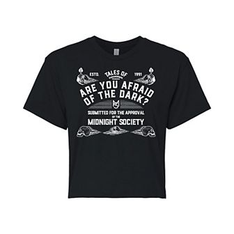 Juniors' Are You Afraid Of The Dark "Midnight Society" Poster Cropped Graphic Tee