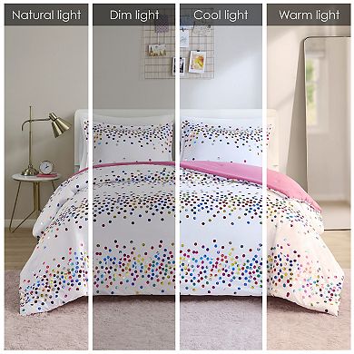 Intelligent Design Cora Rainbow Iridescent Metallic Dot Comforter Set with Sham