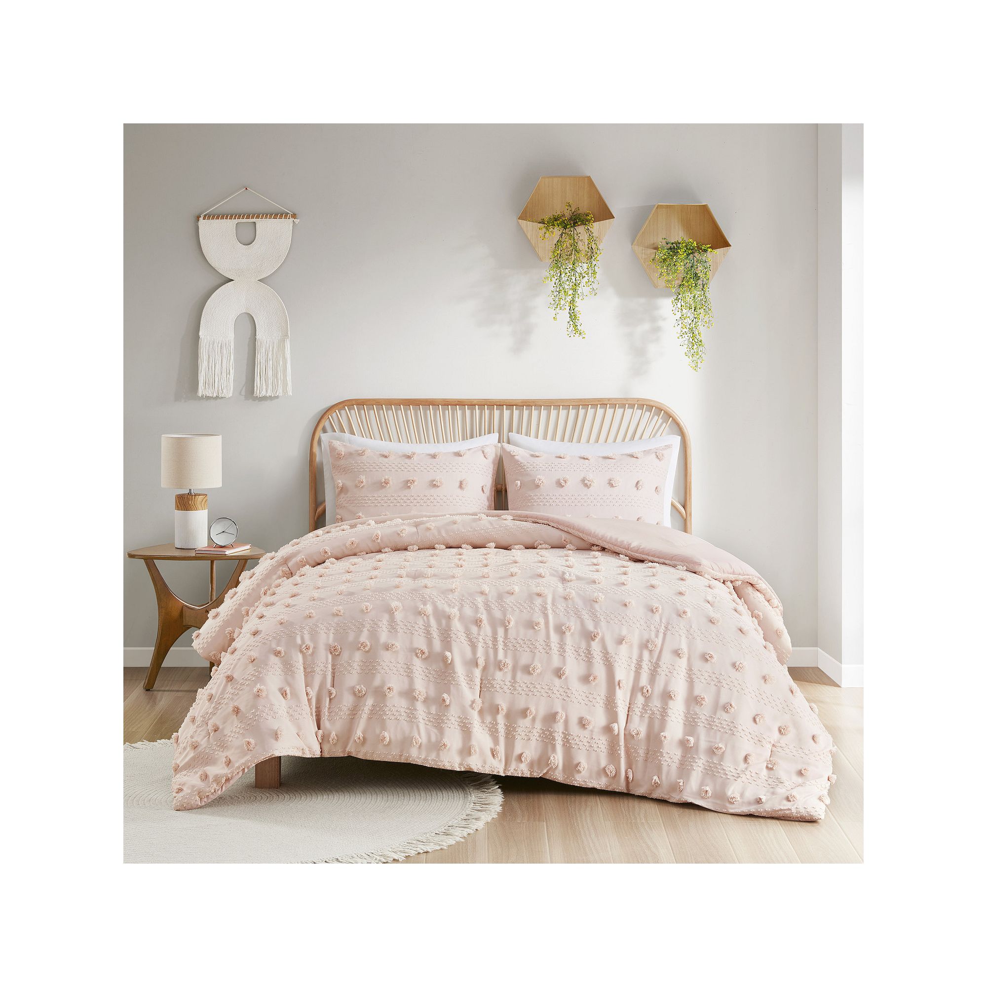 Intelligent Design Vera Clip Jacquard Antimicrobial Comforter Set, Pink