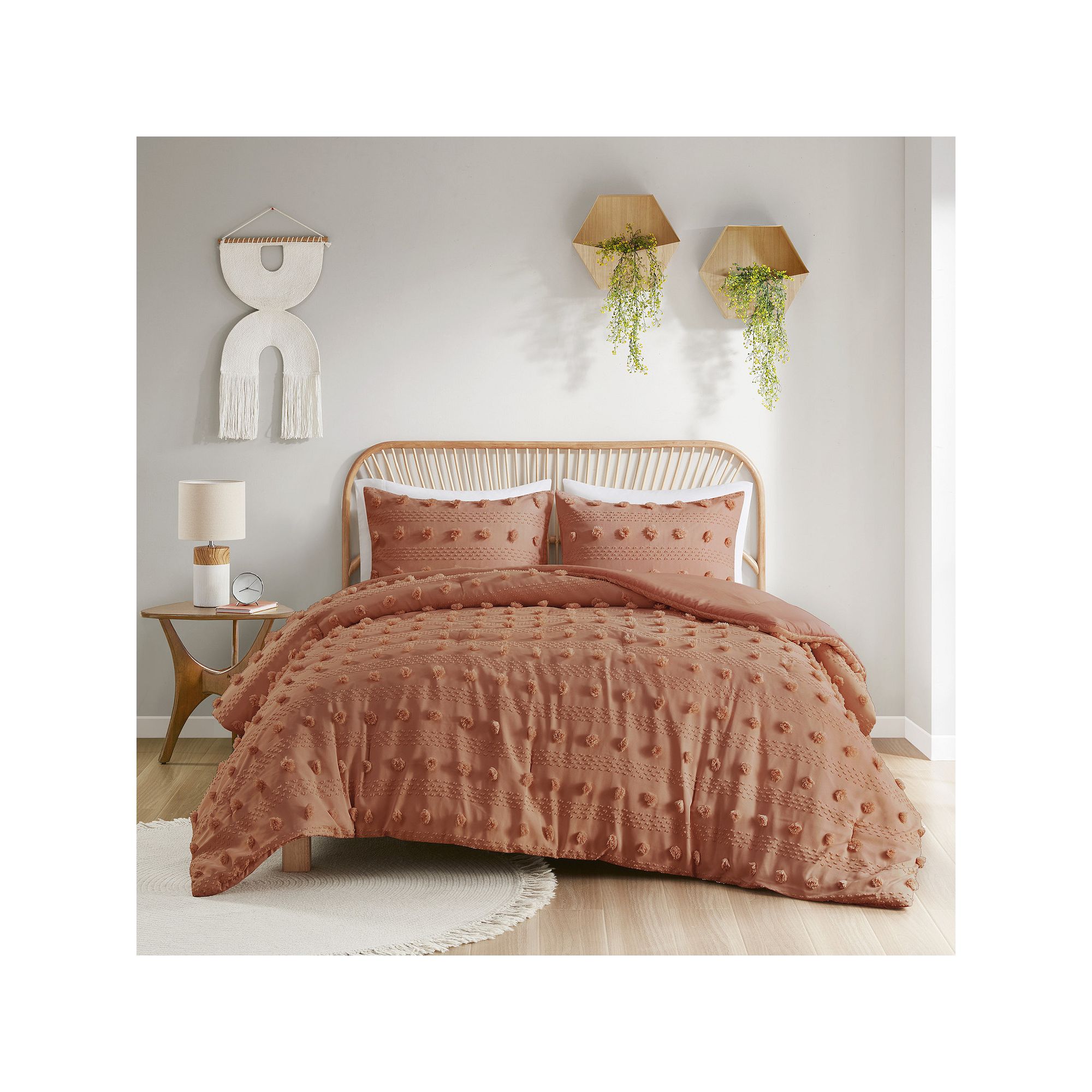 Intelligent Design Vera Clip Jacquard Antimicrobial Comforter Set, Red