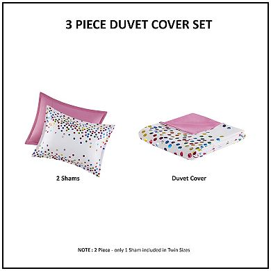 Intelligent Design Cora Rainbow Iridescent Metallic Dot Duvet Cover Set with Sham