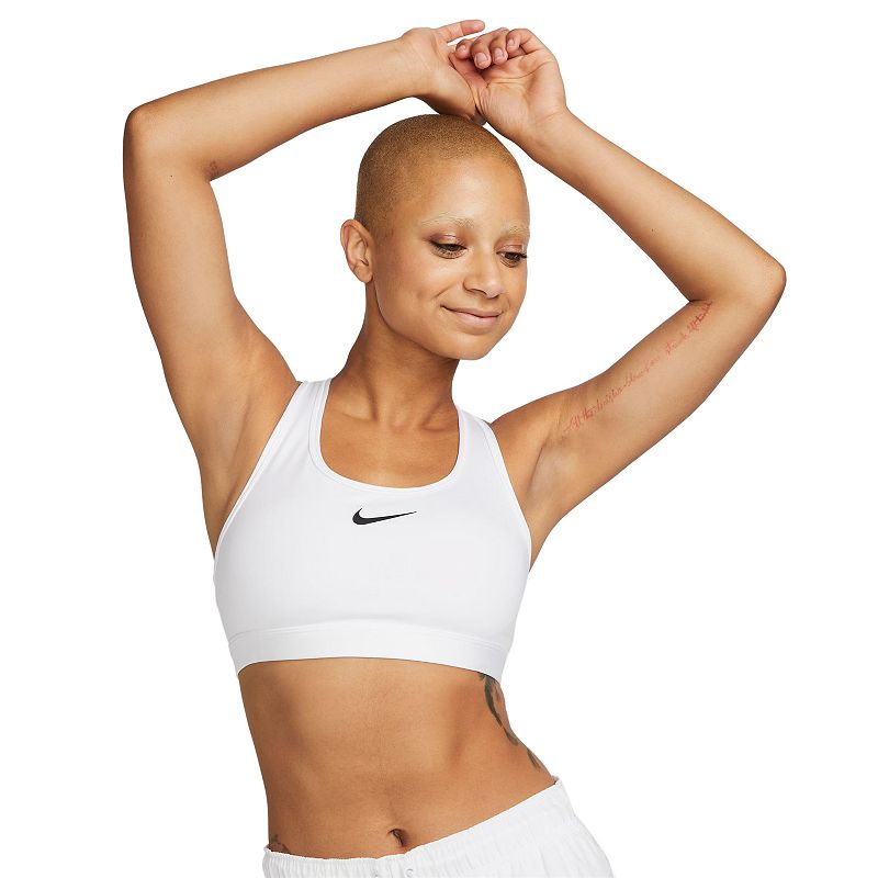 Women's Nike Swoosh Medium Support Padded Sports Bra, Size: Small, White Stone Pink