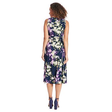 Women's London Times Halter Keyhole Floral Print Midi Dress