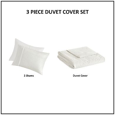 Beautyrest Apollo Oversized Striped Seersucker Duvet Cover Set with Shams