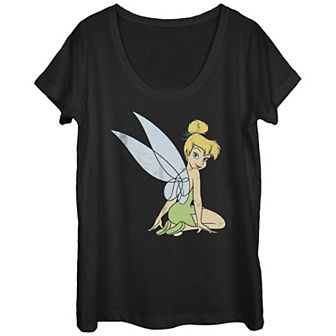 Juniors' Disney Peter Pan Tinker Bill Kneeling Look Back Smile Tee