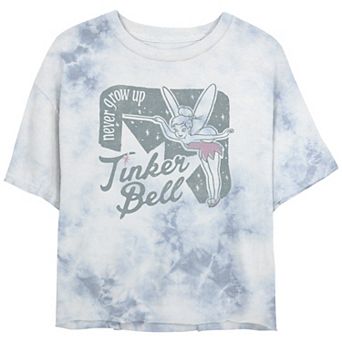 Juniors' Disney Peter Pan Tinker Bell Never Grow Up Corner Tee