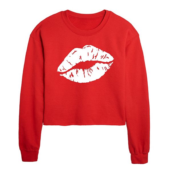 Juniors' Kiss Crop Sweatshirt
