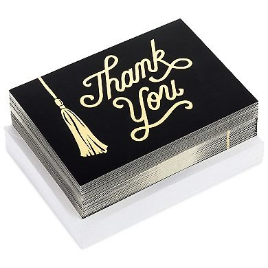 Hallmark Graduation Thank You Cards, Black and Gold Tassel (40 Thank You Notes with Envelopes)