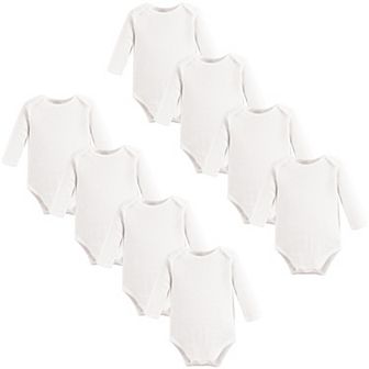 Touched by Nature Organic Cotton Long-Sleeve Bodysuits 8 pk White