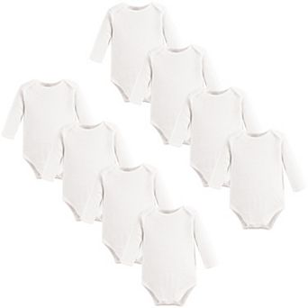Touched by Nature Organic Cotton Long-Sleeve Bodysuits 8 pk White