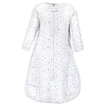 Hudson Baby Unisex Baby Long Sleeve Muslin Sleeping Bag, Wearable Blanket, Sleep Sack, Gray Star