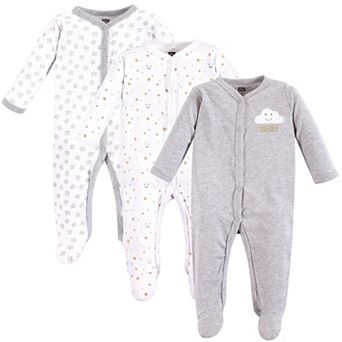 Hudson Baby Baby Cotton Snap Sleep and Play 3 pk Gray Clouds