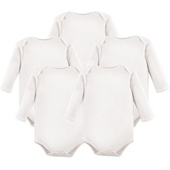 Luvable Friends Cotton Long-Sleeve Bodysuits 5 pk White