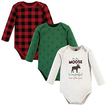 Hudson Baby Unisex Baby Cotton Long-Sleeve Bodysuits, Moose Wonderful Time