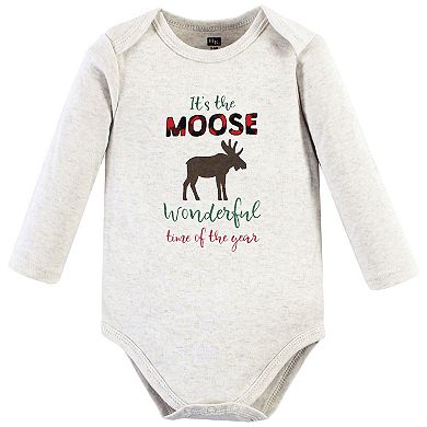 Hudson Baby Unisex Baby Cotton Long-Sleeve Bodysuits, Moose Wonderful Time