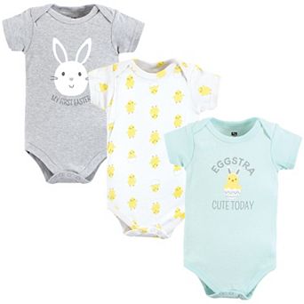 Hudson Baby Unisex Baby Cotton Bodysuits, Eggstra Cute
