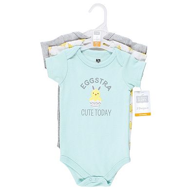 Hudson Baby Unisex Baby Cotton Bodysuits, Eggstra Cute
