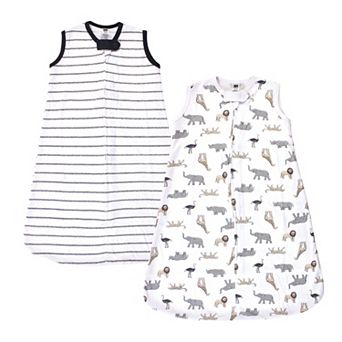 Hudson Baby Infant Cotton Sleeveless Wearable Sleeping Bag, Sack, Blanket, Modern Neutral Safari