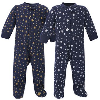 Hudson Baby Baby Premium Quilted Zipper Sleep and Play 2 pk Metallic Stars