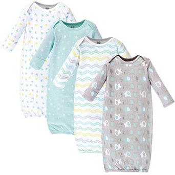 Luvable Friends Baby Cotton Long-Sleeve Gowns 4 pk