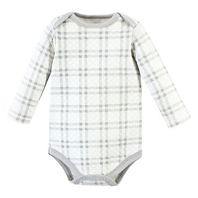Hudson Baby Unisex Baby Quilted Long Sleeve Cotton Bodysuits, Forest Animals