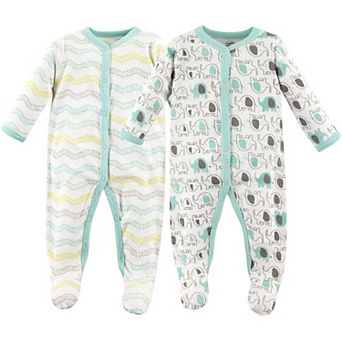 Luvable Friends Baby Cotton Snap Sleep and Play 2 pk Elephants, 3-6 Months