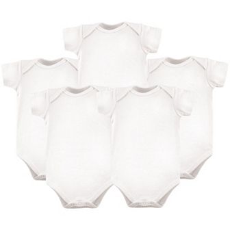 Hudson Baby Cotton Bodysuits 5 pk White