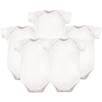 Hudson Baby Cotton Bodysuits 5 pk White