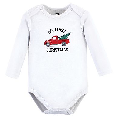 Hudson Baby Unisex Baby Cotton Long-Sleeve Bodysuits, Christmas Tree