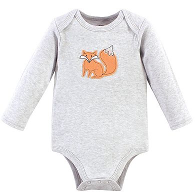 Hudson Baby Cotton Long-Sleeve Bodysuits 5pk, Gray Forest