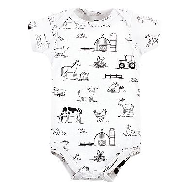 Hudson Baby Unisex Baby Cotton Bodysuits, Farm Friends