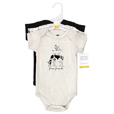 Hudson Baby Unisex Baby Cotton Bodysuits, Farm Friends