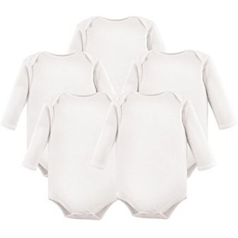 Hudson Baby Cotton Long-Sleeve Bodysuits 5 pk White