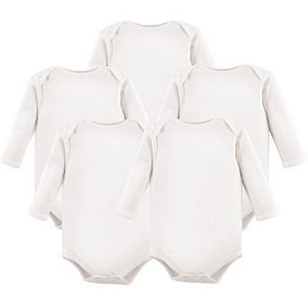 Hudson Baby Cotton Long-Sleeve Bodysuits 5 pk White