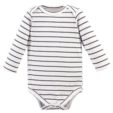 Hudson Baby Cotton Long-Sleeve Bodysuits 5pk, Gray Penguin, 3-6 Months