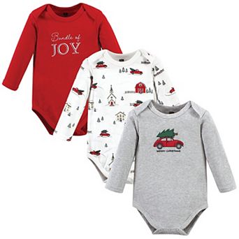 Hudson Baby Unisex Baby Cotton Long-Sleeve Bodysuits, Christmas Scene