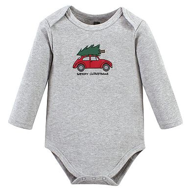 Hudson Baby Unisex Baby Cotton Long-Sleeve Bodysuits, Christmas Scene