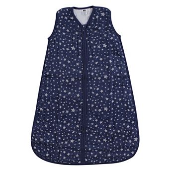 Hudson Baby Infant Muslin Cotton Sleeveless Wearable Sleeping Bag, Sack, Blanket, Gray Navy Star