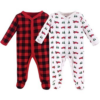 Hudson Baby Baby Cotton Snap Sleep and Play 2 pk Christmas Tree, 6-9 Months